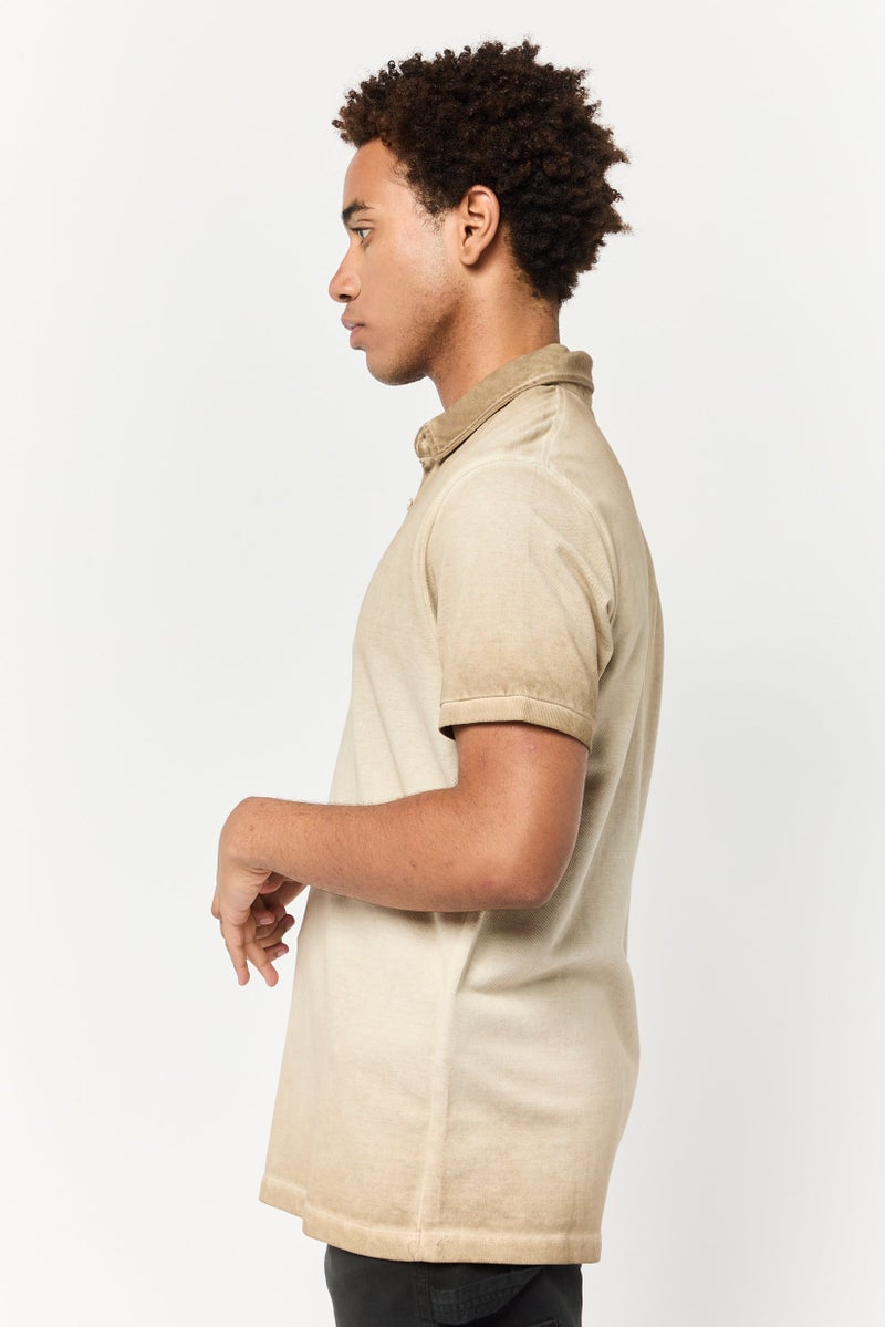Celio Men Regular Fit Solid Short Sleeve Polo Shirt, Light Beige - Image 3
